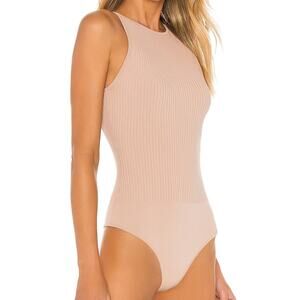 A.L.C. Ashley Rib Knit Bodysuit in Tamarind (Nude/ Beige) Size Large
